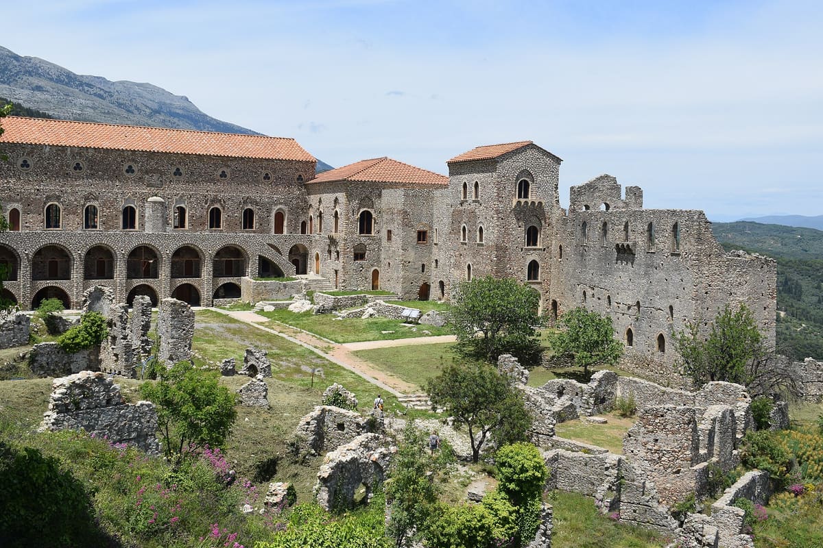 The Palace complex and surrounding ruins in the Castle Town of Mystras